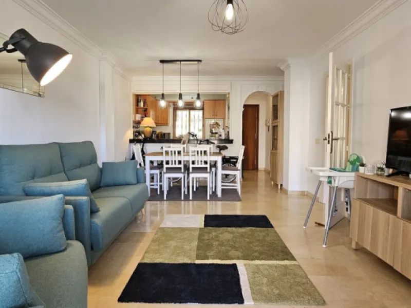 It is located in a beautiful residential area close to everything. The property has very well maintained gardens and a communal swimming pool. The beach, restaurants, supermarkets… All amenities are within walking distance.