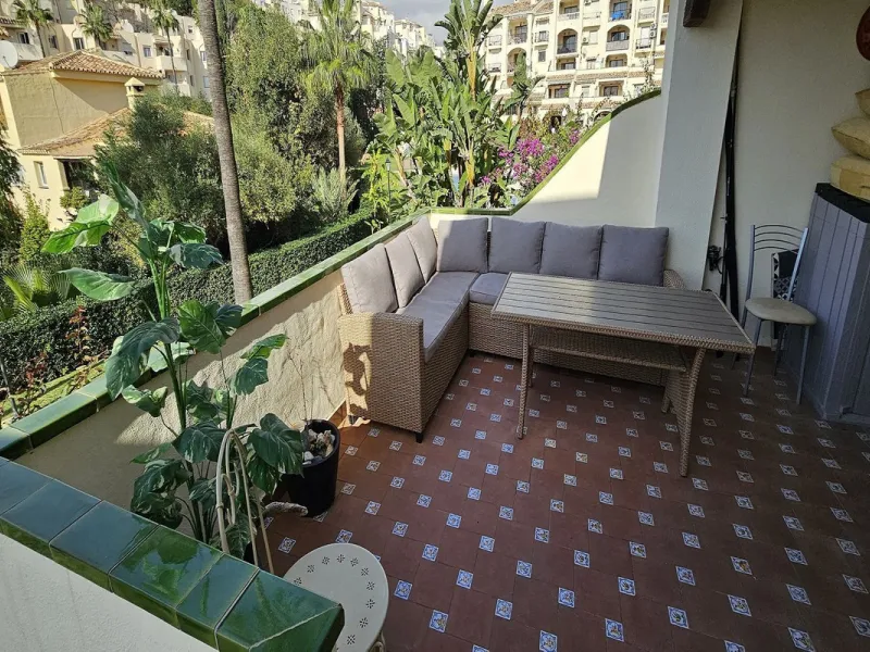 It is located in a beautiful residential area close to everything. The property has very well maintained gardens and a communal swimming pool. The beach, restaurants, supermarkets… All amenities are within walking distance.