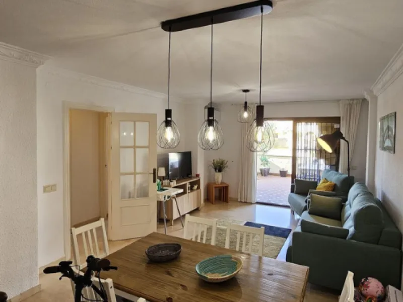 It is located in a beautiful residential area close to everything. The property has very well maintained gardens and a communal swimming pool. The beach, restaurants, supermarkets… All amenities are within walking distance.