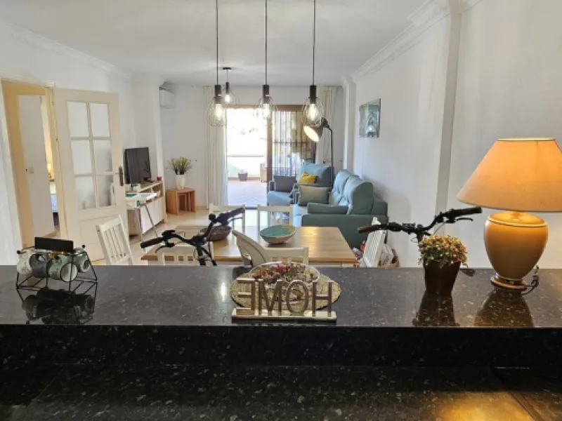 It is located in a beautiful residential area close to everything. The property has very well maintained gardens and a communal swimming pool. The beach, restaurants, supermarkets… All amenities are within walking distance.