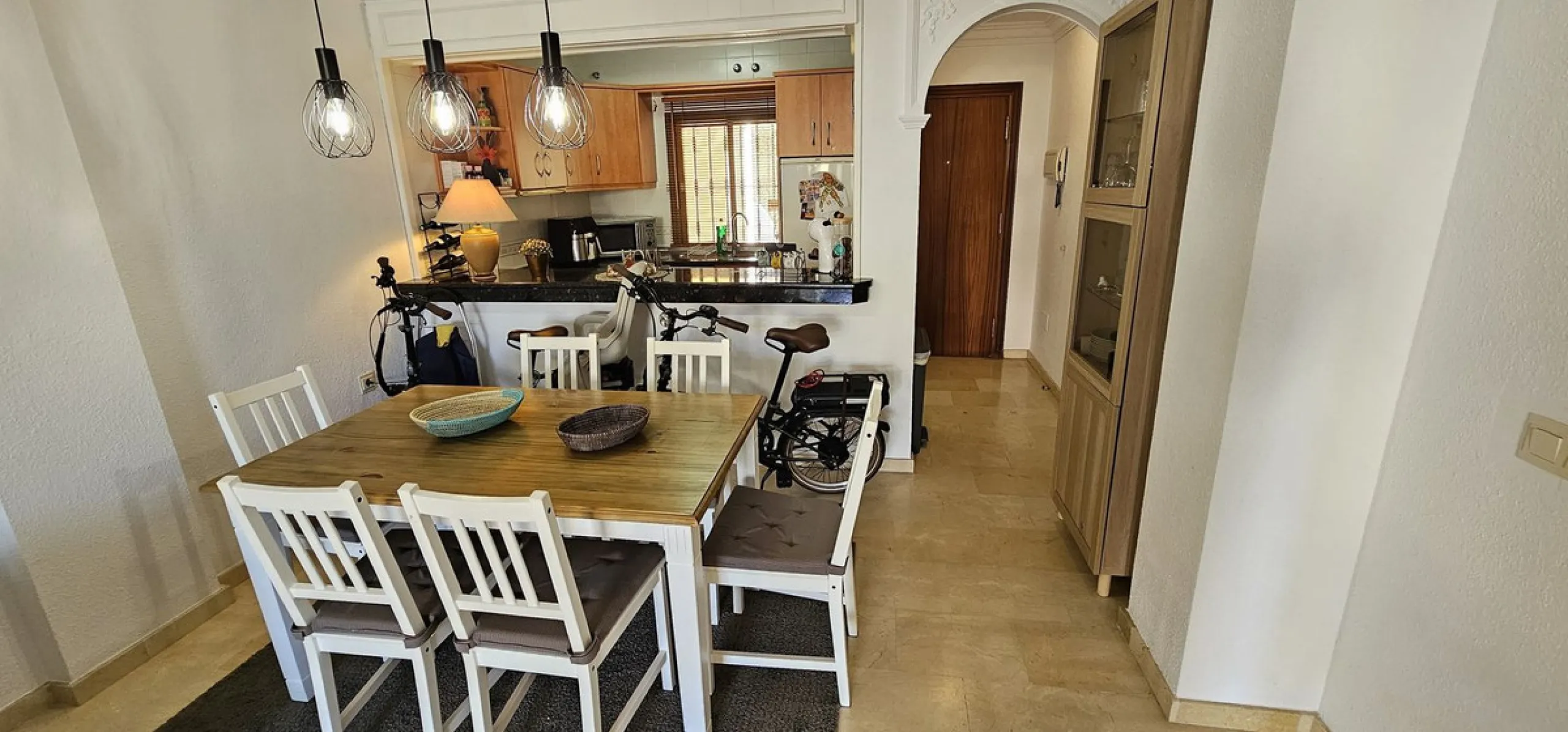 It is located in a beautiful residential area close to everything. The property has very well maintained gardens and a communal swimming pool. The beach, restaurants, supermarkets… All amenities are within walking distance.