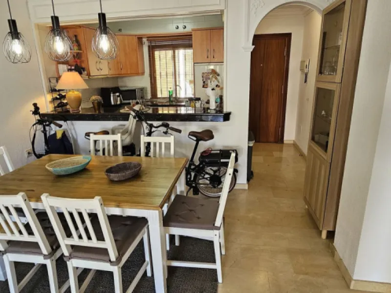 It is located in a beautiful residential area close to everything. The property has very well maintained gardens and a communal swimming pool. The beach, restaurants, supermarkets… All amenities are within walking distance.