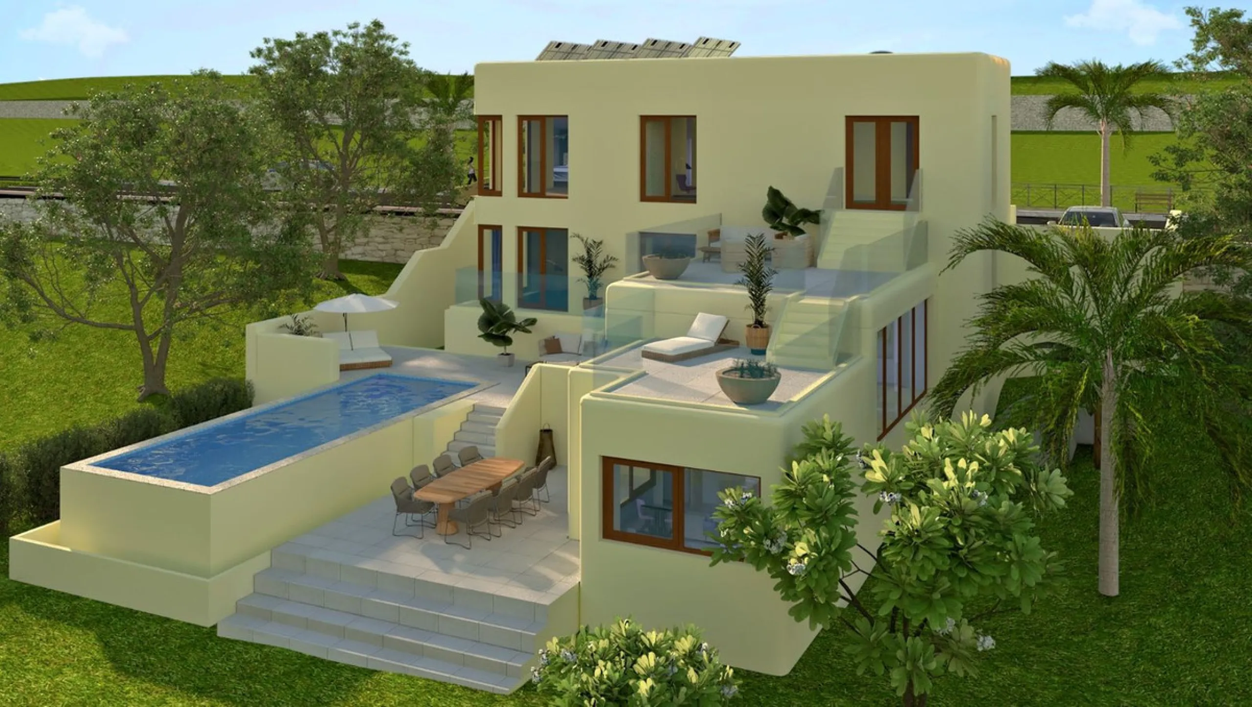 House - Detached Villa в продаже в Estepona, Málaga. В доме 4 спален и 3 ванных комнат. Площадь дома 190 м². Площадь участка 640 м²