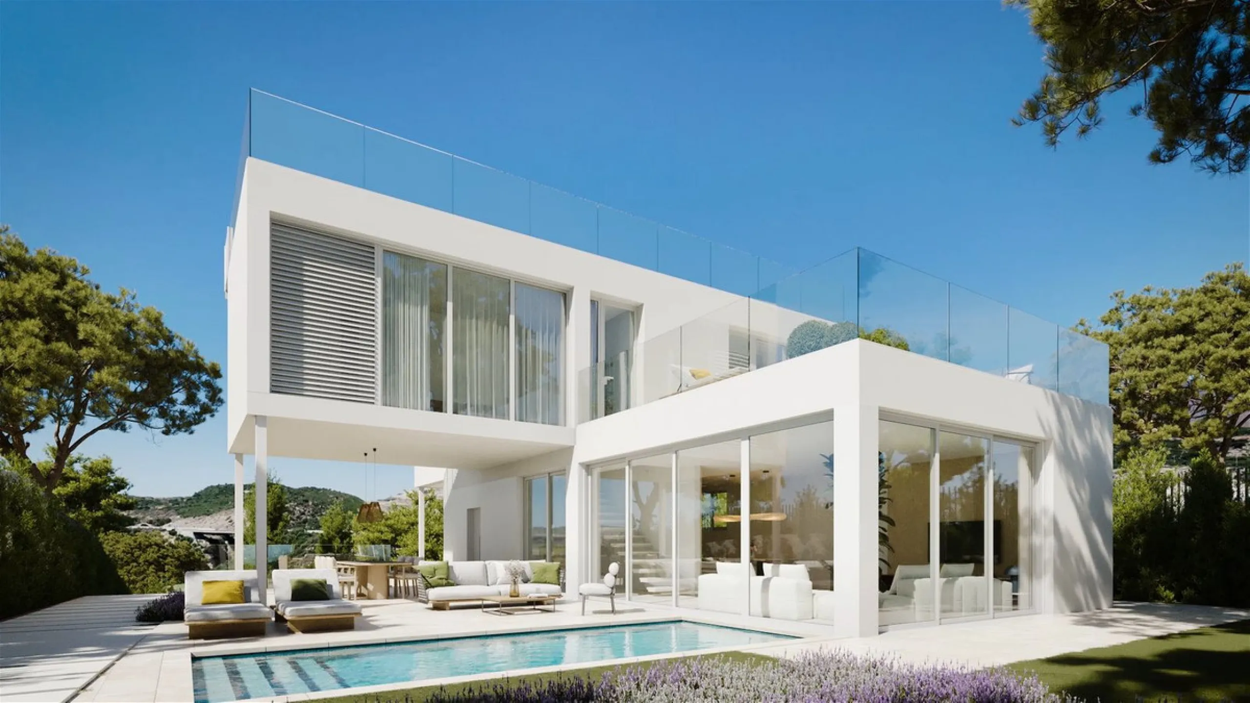 This project has already obtained a license, and construction is set to begin immediately. This exclusive luxury villa, located in the prestigious enclave of Valle Romano in Estepona, embodies the essence of modern design and sophistication in a privilege