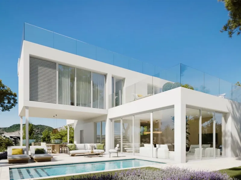 This project has already obtained a license, and construction is set to begin immediately. This exclusive luxury villa, located in the prestigious enclave of Valle Romano in Estepona, embodies the essence of modern design and sophistication in a privilege