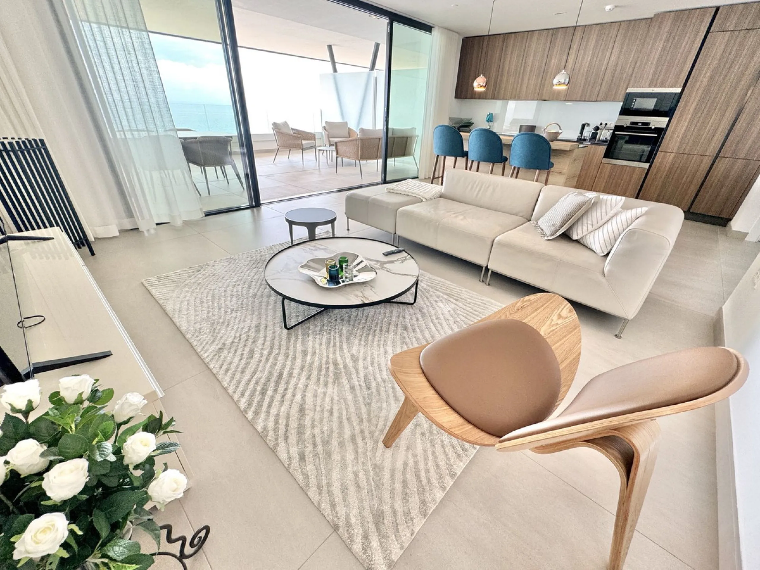 REDUCED - Stunning 2 bed duplex Penthouse only 100m to beach, shops & restaurants, with breathtaking 180º Mediterranean sea views. Set in exclusive El Higueron luxury Sports / Spa community with own beach Club.
