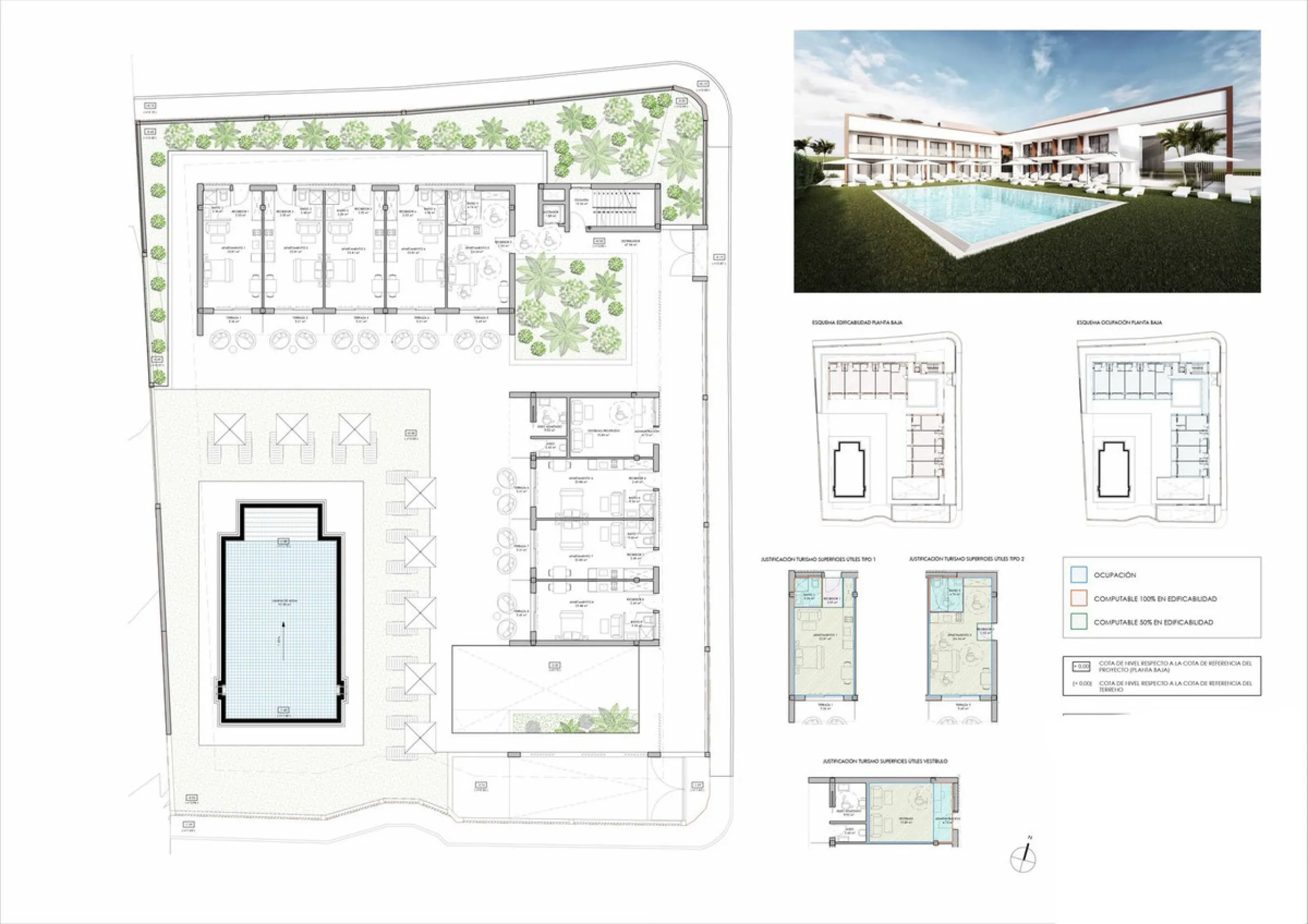 A unique project for an exclusive apartment hotel in Estepona, located on a 1,633 m² plot. It is possible to construct an apartment hotel with an area of 1.197,57 m², featuring 2 floors, 18 apartments, a restaurant, a swimming pool, and a basement. The lo