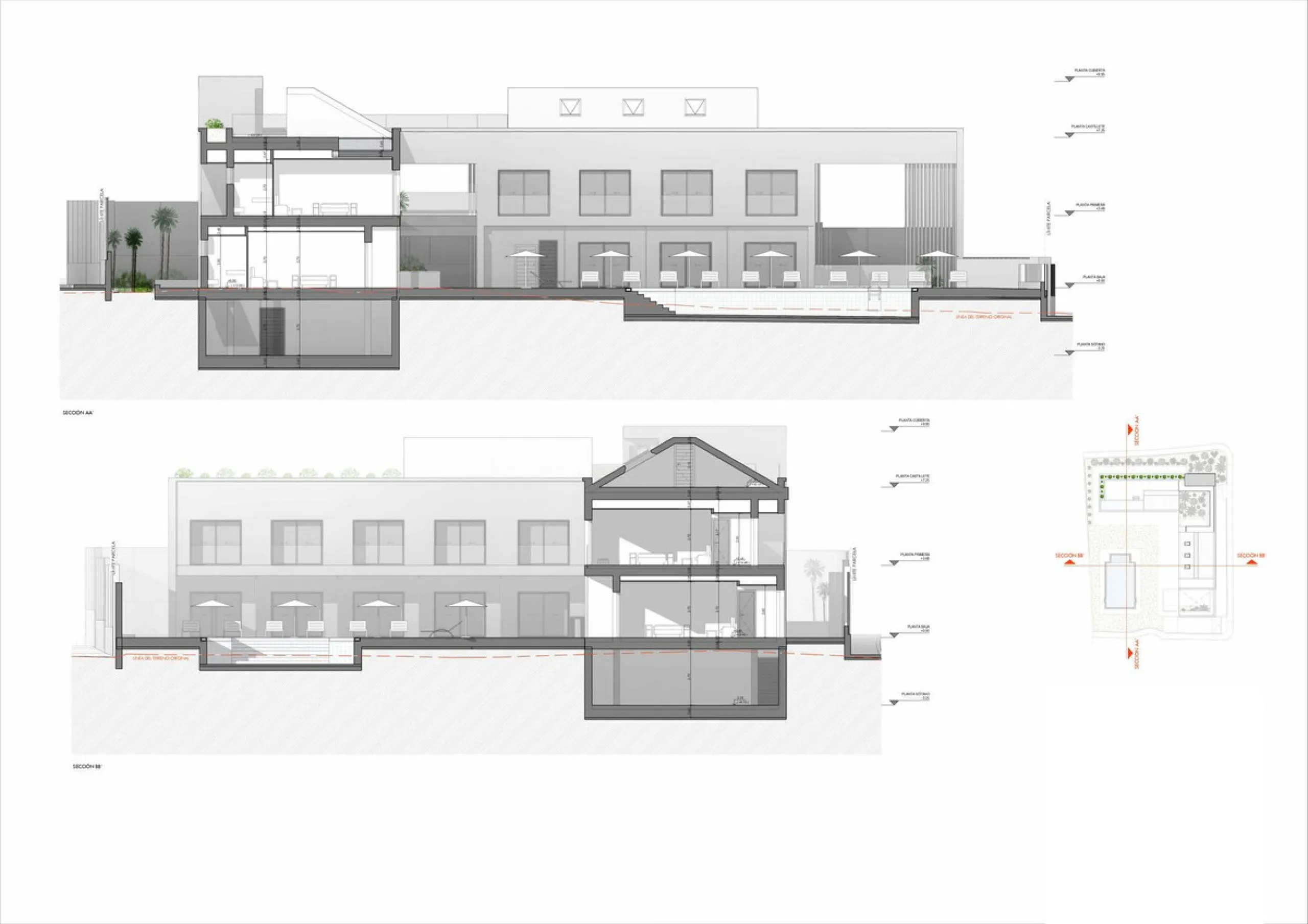 A unique project for an exclusive apartment hotel in Estepona, located on a 1,633 m² plot. It is possible to construct an apartment hotel with an area of 1.197,57 m², featuring 2 floors, 18 apartments, a restaurant, a swimming pool, and a basement. The lo