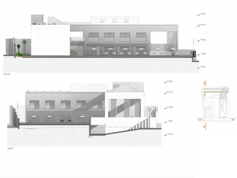 A unique project for an exclusive apartment hotel in Estepona, located on a 1,633 m² plot. It is possible to construct an apartment hotel with an area of 1.197,57 m², featuring 2 floors, 18 apartments, a restaurant, a swimming pool, and a basement. The lo