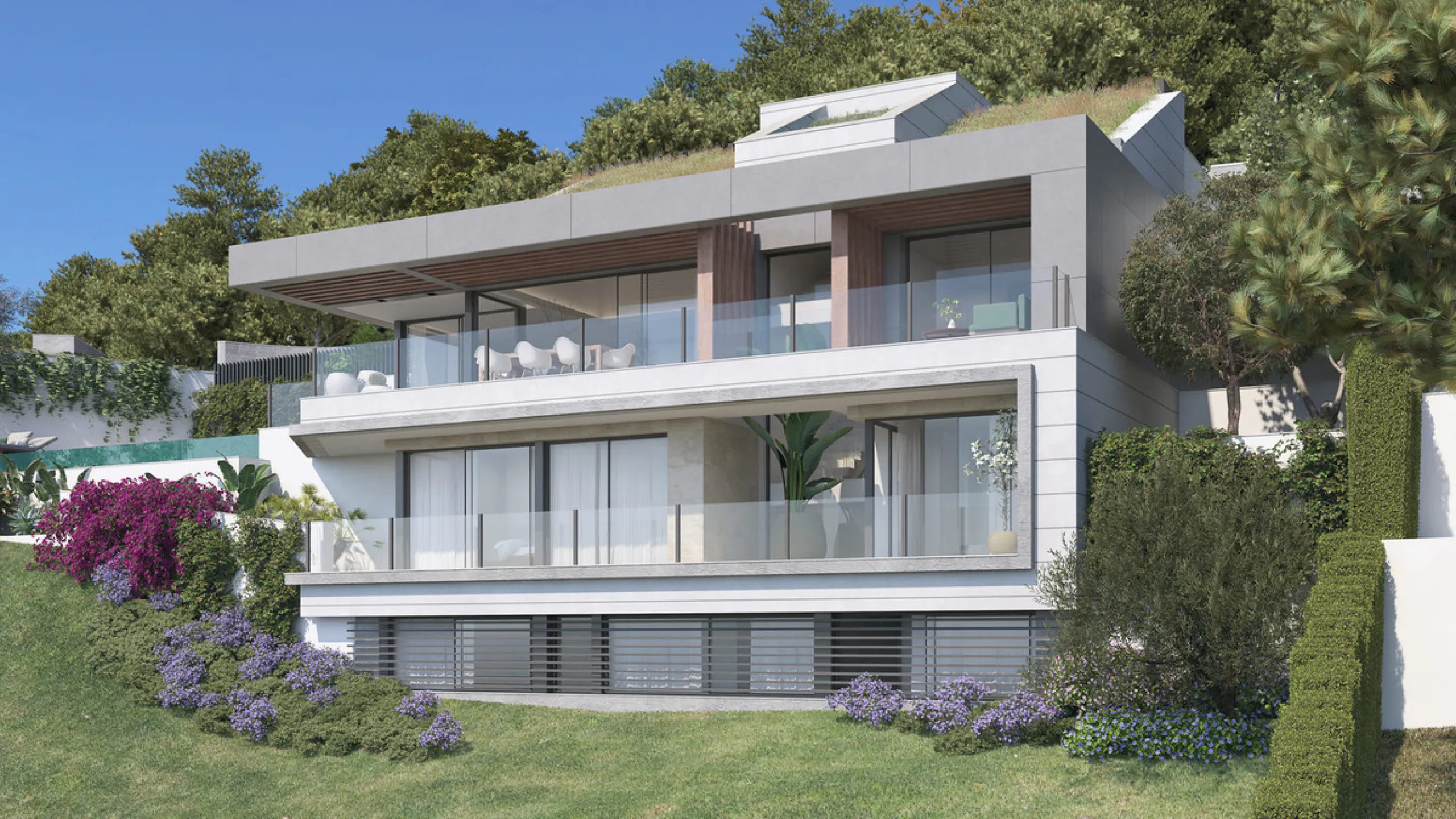 Located in the prestigious gated community of Pinares Hills in Pinares de San Antón, Villa Arce is a striking example of modern architecture meeting Mediterranean tranquility. Set on a generous 915 m² plot and offering 533 m² of total built space, this br