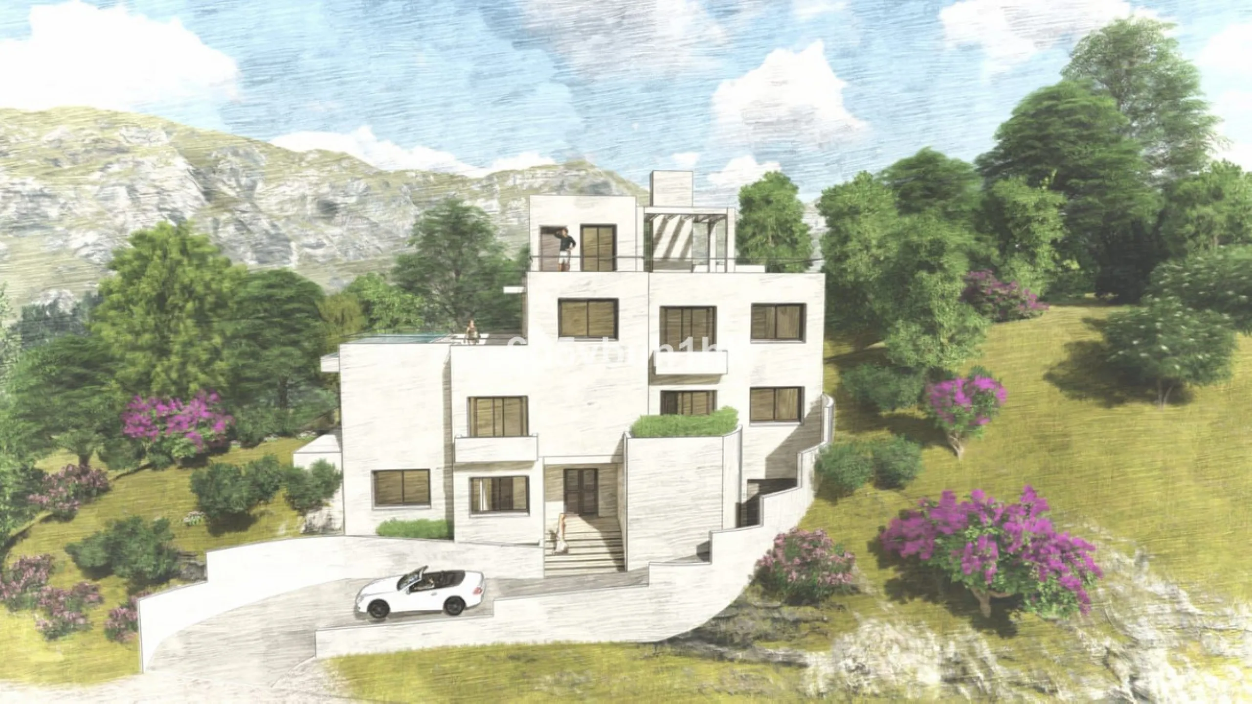 This is a very rare opportunity to purchase an elevated plot with golf, mountain and sea views located within the peaceful urbanisation of Puerto del Almendro. This contemporary villa project has been designed by renowned Marbella architect Cesar de Leyva