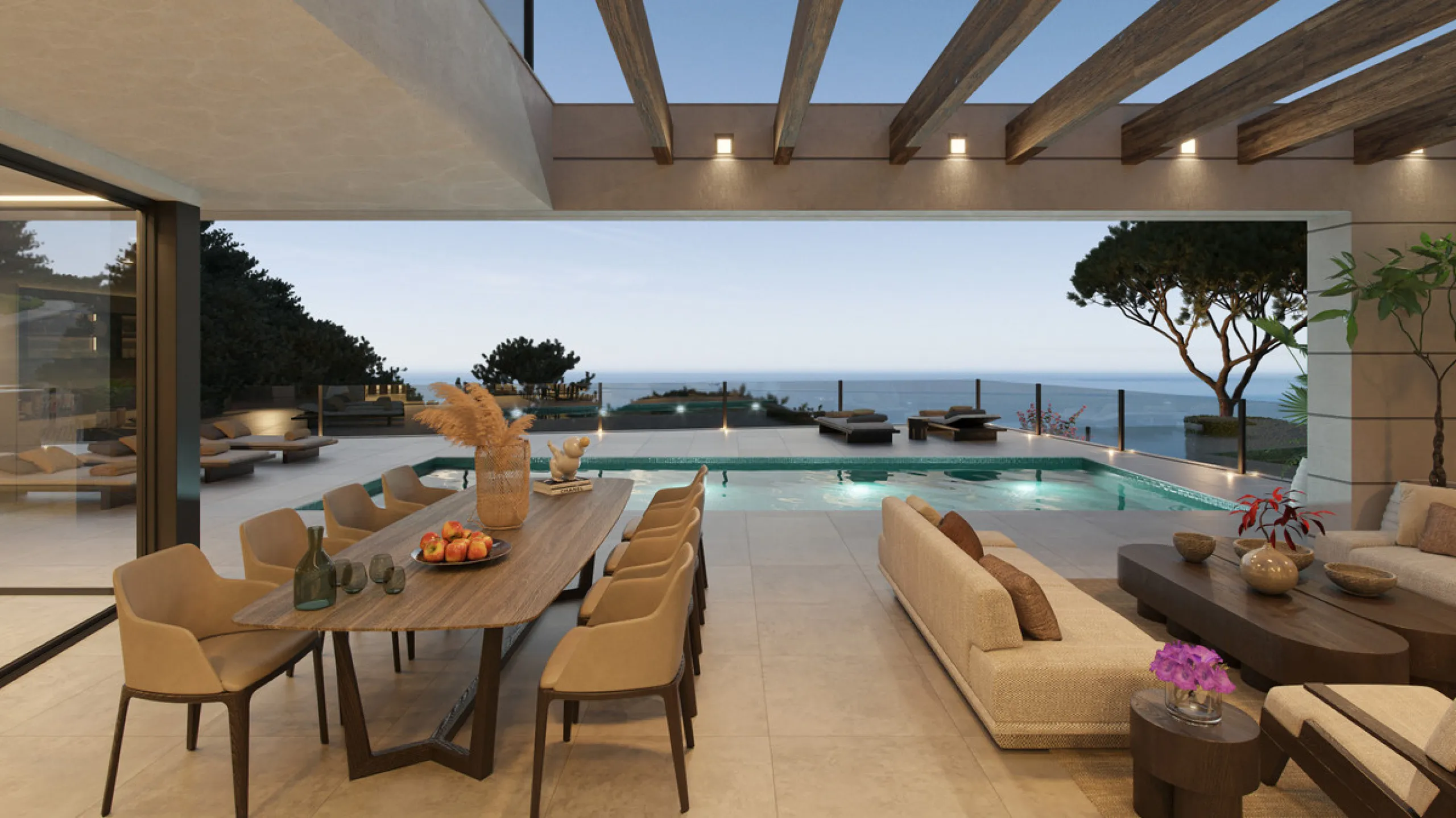 Villa Olivo is the first of its kind in the exclusive gated enclave of Pinares Hills, located within the sought-after neighbourhood of Pinares de San Antón, just north of Málaga City Centre. This striking contemporary villa boasts 616 m² of total built sp