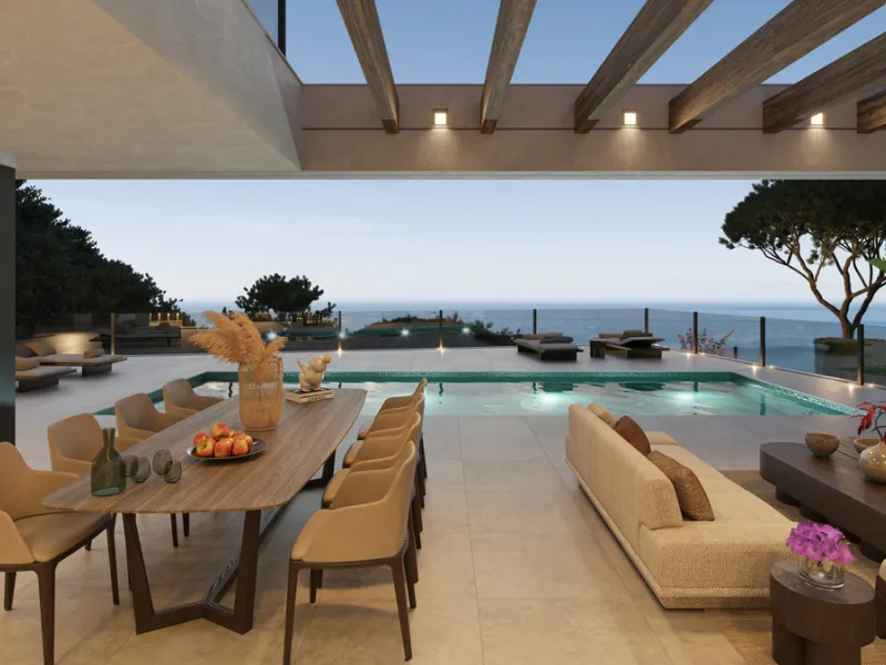 Villa Olivo is the first of its kind in the exclusive gated enclave of Pinares Hills, located within the sought-after neighbourhood of Pinares de San Antón, just north of Málaga City Centre. This striking contemporary villa boasts 616 m² of total built sp