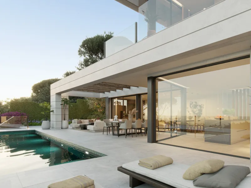 Villa Olivo is the first of its kind in the exclusive gated enclave of Pinares Hills, located within the sought-after neighbourhood of Pinares de San Antón, just north of Málaga City Centre. This striking contemporary villa boasts 616 m² of total built sp