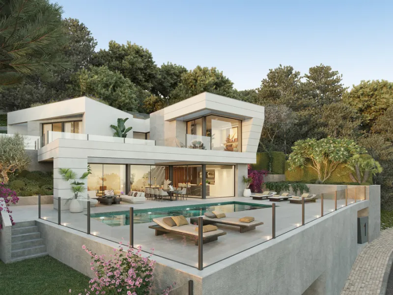 Villa Olivo is the first of its kind in the exclusive gated enclave of Pinares Hills, located within the sought-after neighbourhood of Pinares de San Antón, just north of Málaga City Centre. This striking contemporary villa boasts 616 m² of total built sp