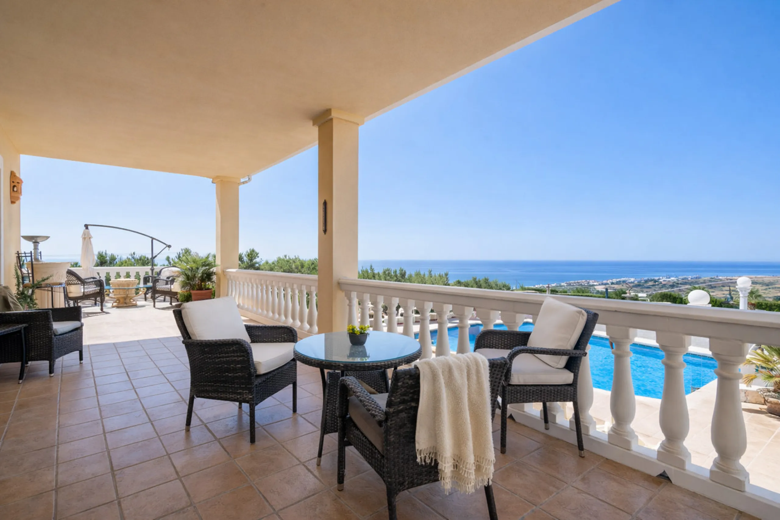 This unique property offers a rare combination of privacy, scale and income potential, set within a natural hillside environment above Estepona. Surrounded by countryside and open views, the estate enjoys far-reaching panoramas across the town, marina, Me