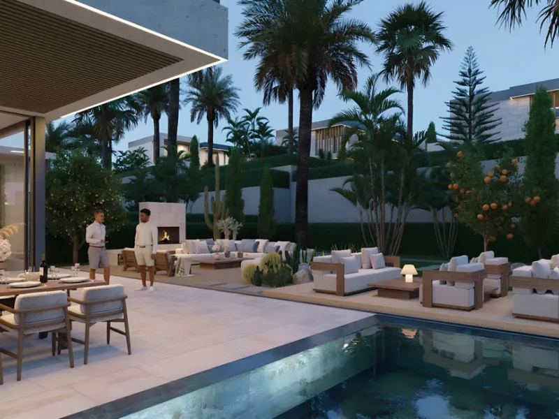 Set on a generous private plot of 1,044.82 m², this exceptional villa offers a refined balance between contemporary design, privacy, and effortless Mediterranean living in one of the most sought-after areas of the New Golden Mile.