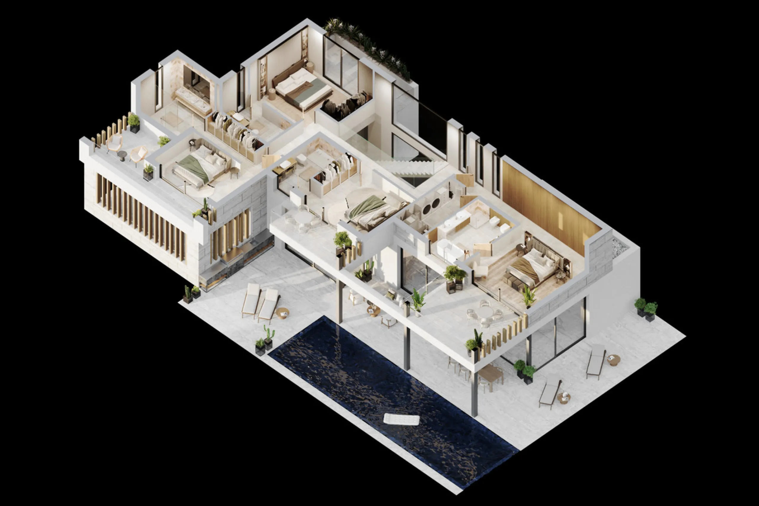 Set on a generous private plot of 1,044.82 m², this exceptional villa offers a refined balance between contemporary design, privacy, and effortless Mediterranean living in one of the most sought-after areas of the New Golden Mile.