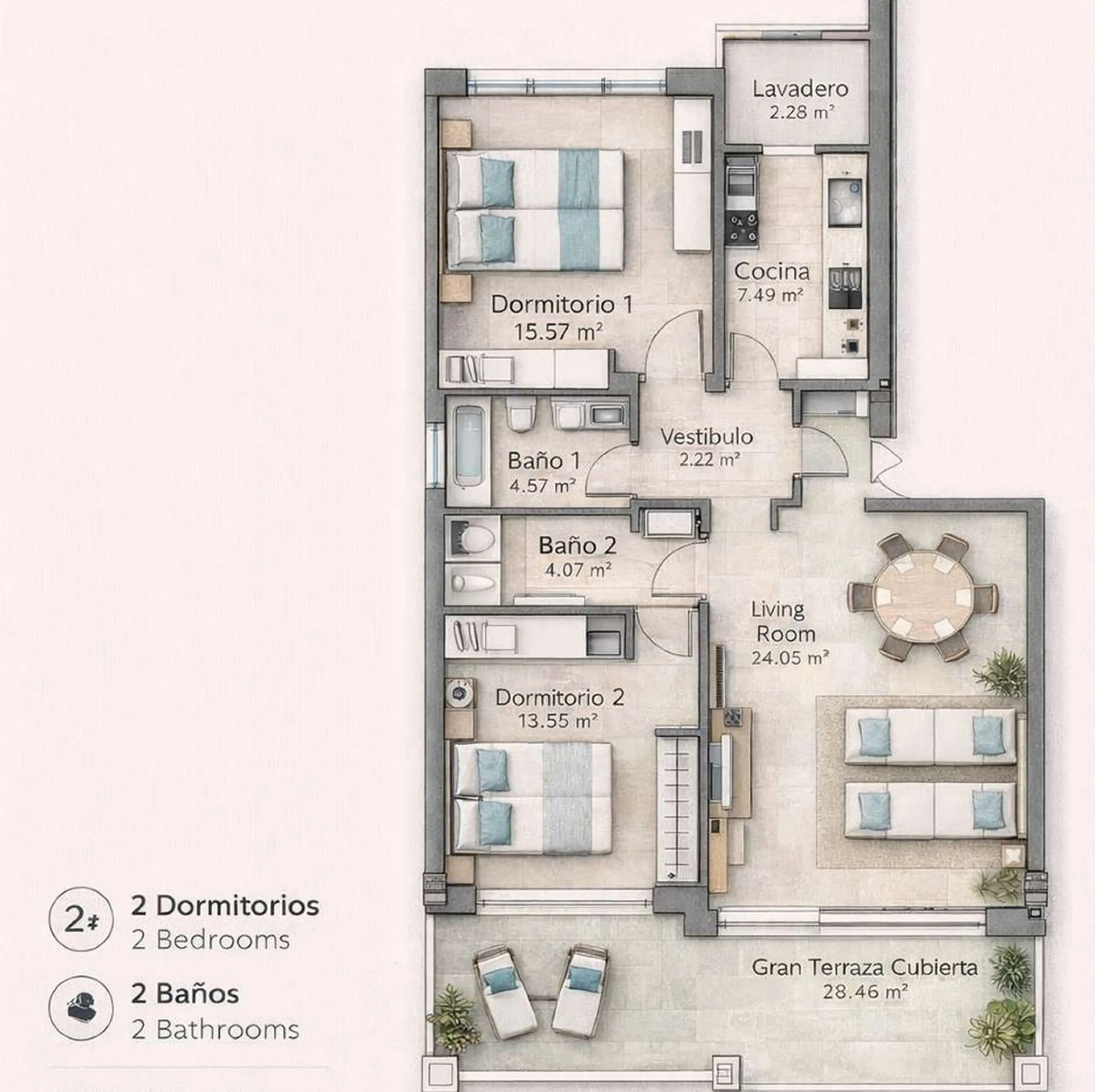 Apartment - Middle Floor Apartment в продаже в Estepona, Málaga. В доме 2 спален и 2 ванных комнат. Площадь дома 138 м²
