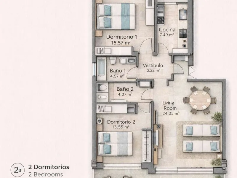 Apartment - Middle Floor Apartment в продаже в Estepona, Málaga. В доме 2 спален и 2 ванных комнат. Площадь дома 138 м²