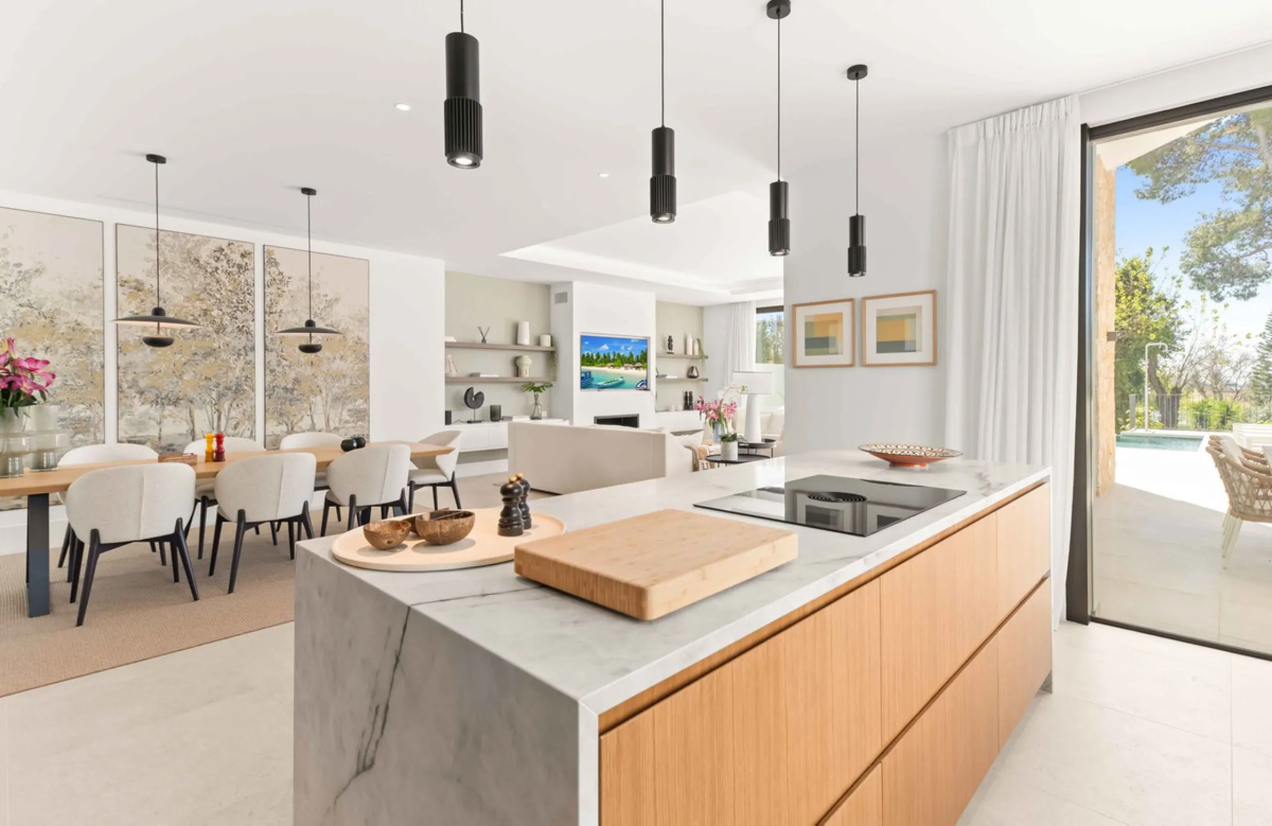 This villa in San Pedro Alcántara is listed at €3,695,000 with 5 bedrooms, 4.5 bathrooms, 488 m² of built living space and 238 m² of terraces, set on a 526 m² plot with private pool, jacuzzi and garage space for 3 cars.
