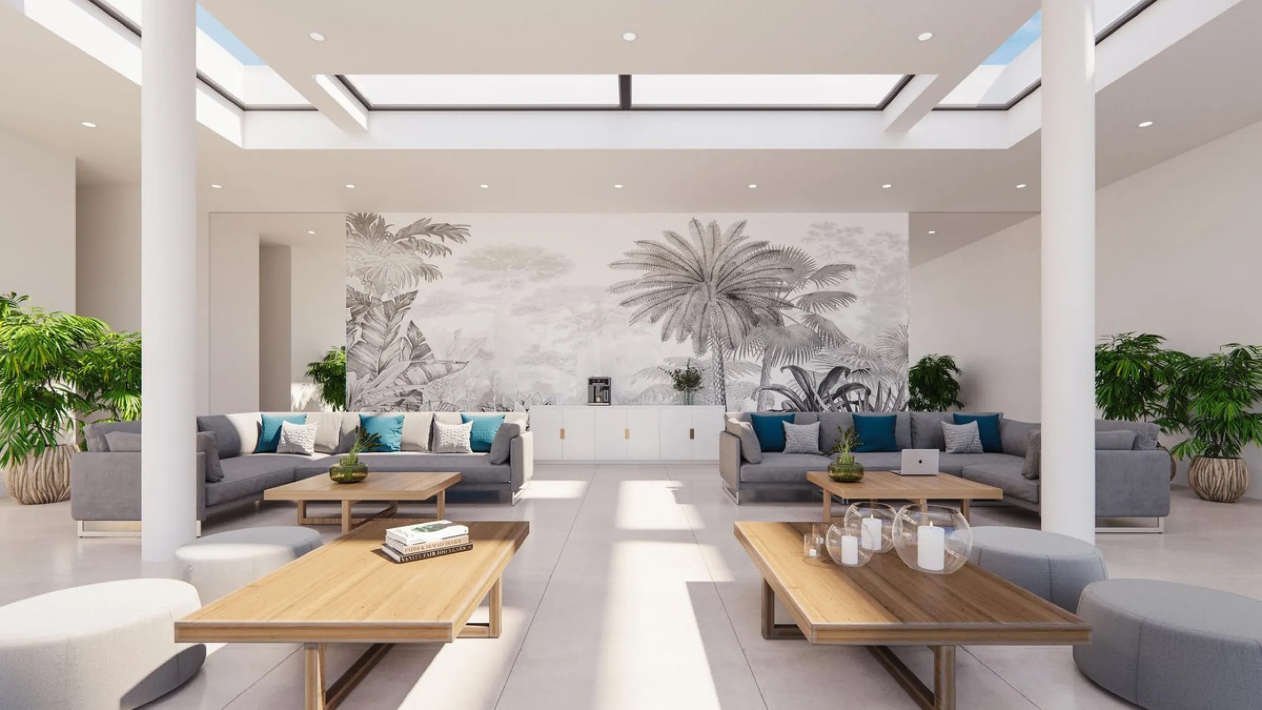 The contemporary 3-bedroom duplex penthouse with terrace and roof terrace - both with panoramic views of the mountains and the Mediterranean -  is located in one of the most sought-after locations surrounded by the fairways of the Santa Clara Golf Course 