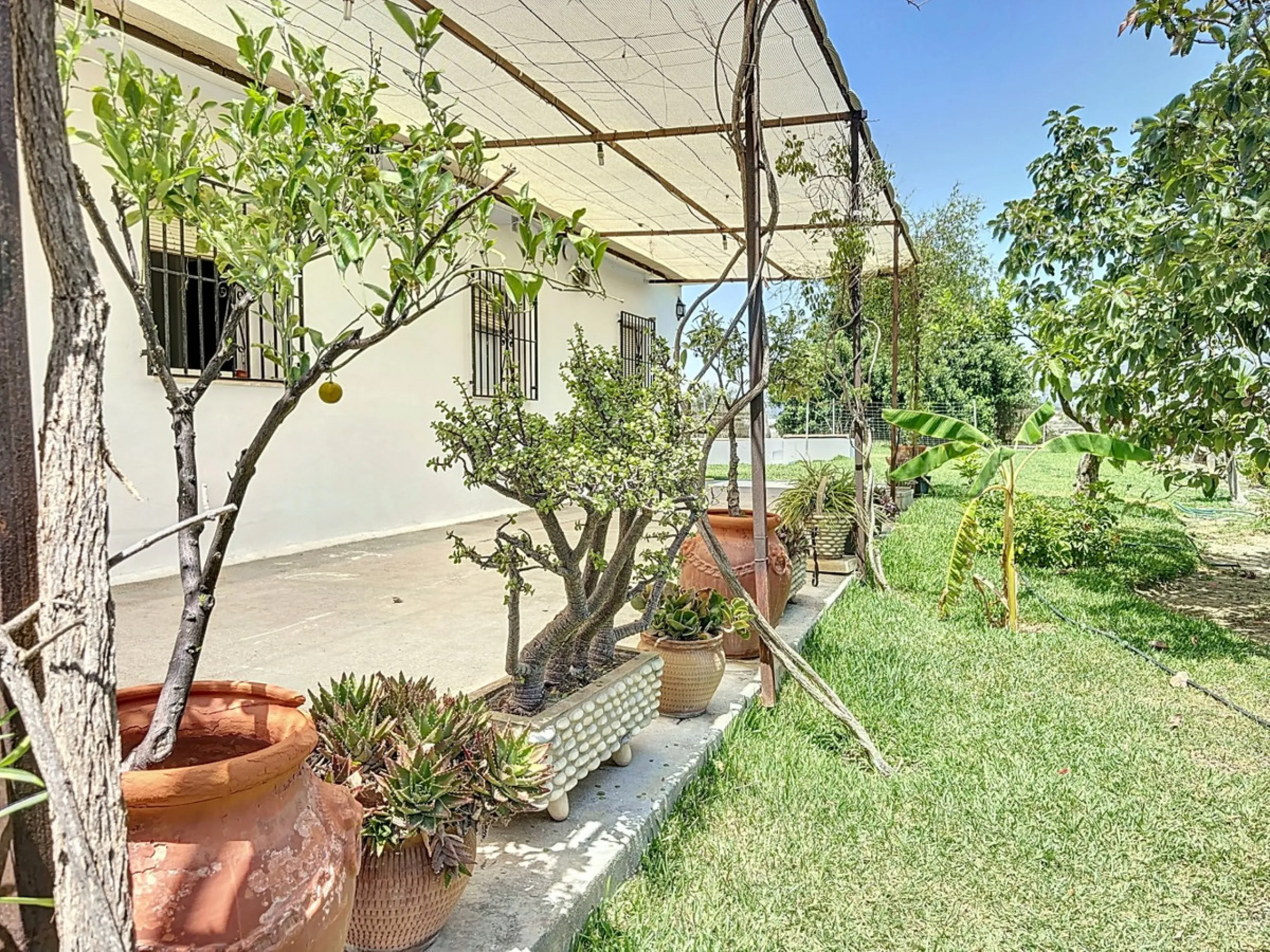 For sale: an impressive country house in Torre del Mar, perfect for those seeking a retreat in the heart of nature without sacrificing comfort. The property boasts a living area of 224 m2 and is situated on a large, fully fenced plot of 4045 m2, ensuring 