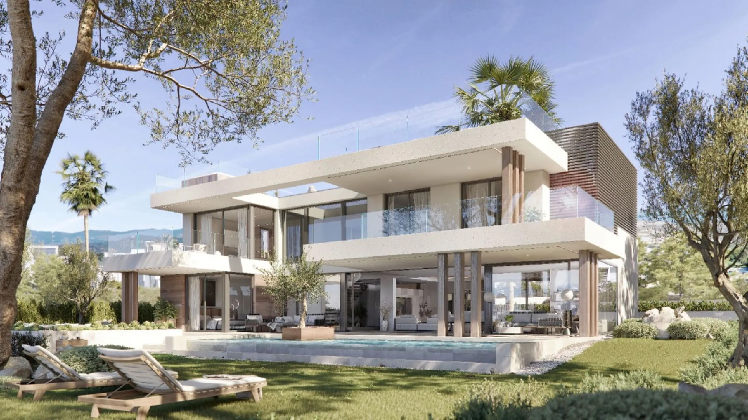 Located in the exclusive area of ​​Cancelada, next to the prestigious Villa Padierna Palace Hotel, this luxury villa redefines elegance and comfort. With four bedrooms and five bathrooms, the property extends over 267 m² built on a 1079 m² plot, complemen