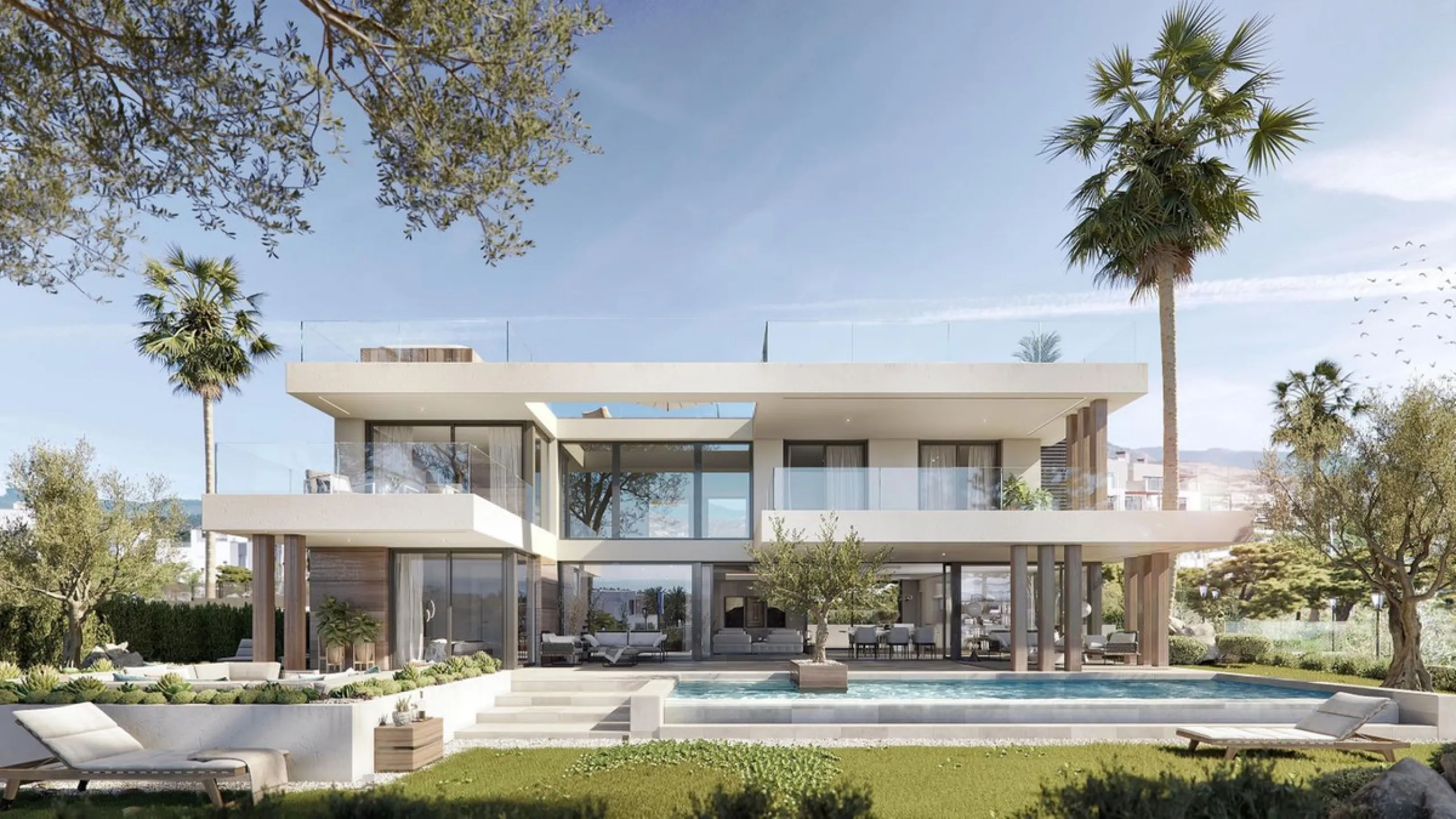 Located in the exclusive area of ​​Cancelada, next to the prestigious Villa Padierna Palace Hotel, this luxury villa redefines elegance and comfort. With four bedrooms and five bathrooms, the property extends over 267 m² built on a 1079 m² plot, complemen
