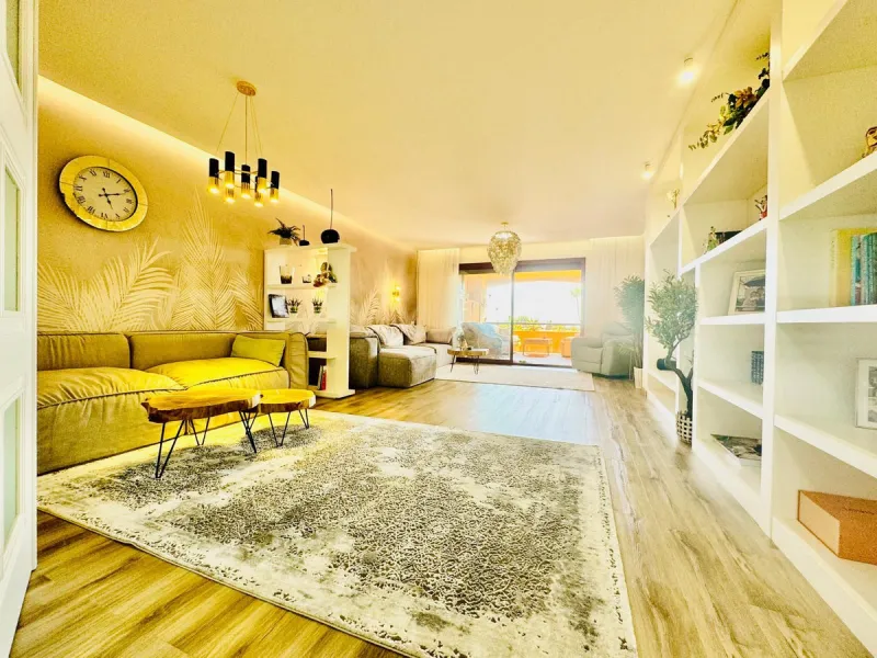The property boasts an elegant layout and well-defined spaces. It features a closed area of one hundred forty-four meters and forty square decimeters, complemented by a covered terrace of sixty meters and nine square decimeters, and an uncovered terrace o