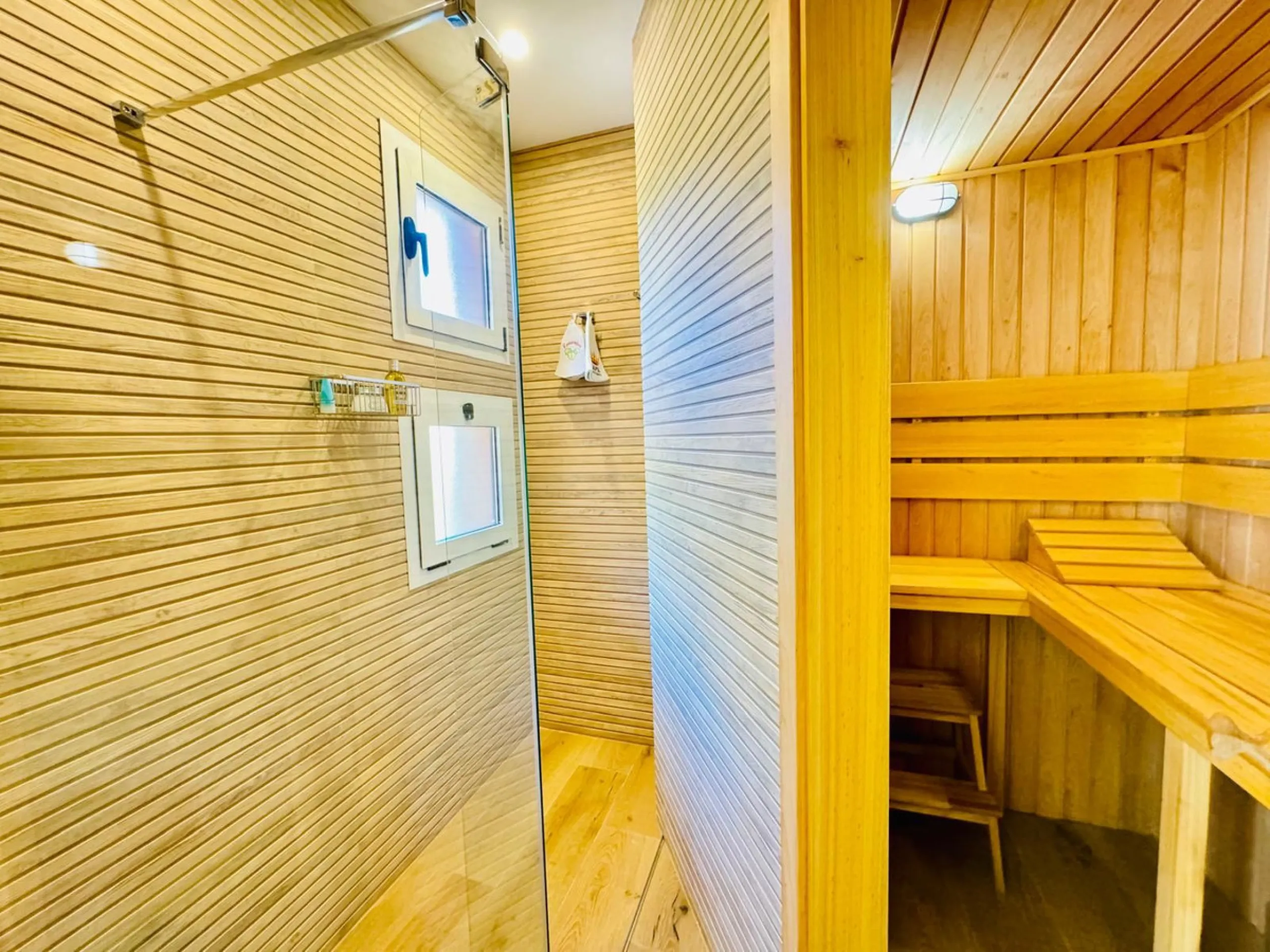 The property boasts an elegant layout and well-defined spaces. It features a closed area of one hundred forty-four meters and forty square decimeters, complemented by a covered terrace of sixty meters and nine square decimeters, and an uncovered terrace o