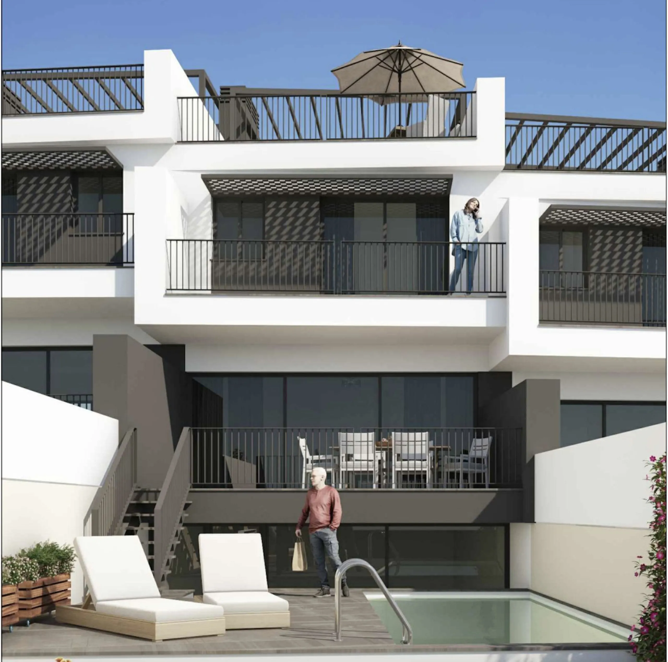 Located in one of the best tourist enclaves on the Costa del Sol, this Residential development is a high level complex made up of 8 luxury family homes. Each home has an individual pool and a garden facing south overlooking the Mediterranean sea, which is