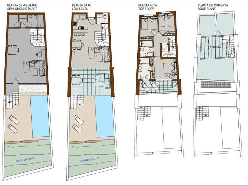 Located in one of the best tourist enclaves on the Costa del Sol, this Residential development is a high level complex made up of 8 luxury family homes. Each home has an individual pool and a garden facing south overlooking the Mediterranean sea, which is