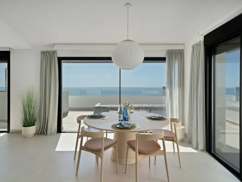 This southwest-facing corner penthouse in Carvajal combines modern upgrades with panoramic Mediterranean views, offering an exclusive lifestyle on the Costa del Sol.