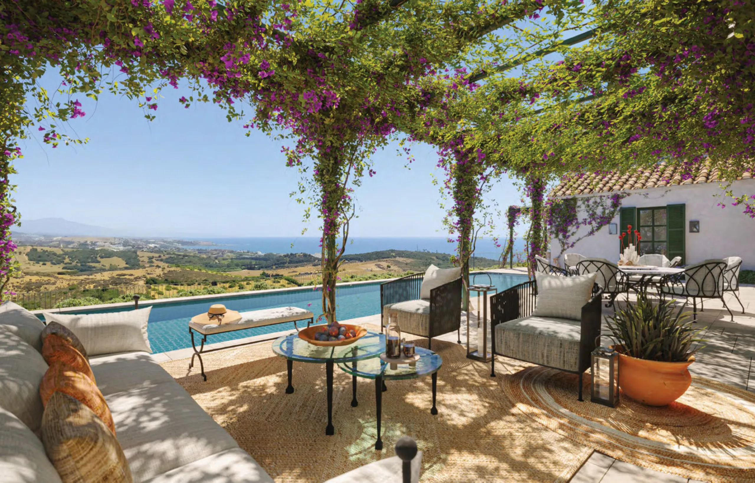 Welcome to a stunning Mediterranean estate nestled within the exclusive gated enclave of La Loma de Cortesin, set within the esteemed Finca Cortesin resort. Designed by renowned architects Torras y Sierra, this captivating residence evokes the charm of tr