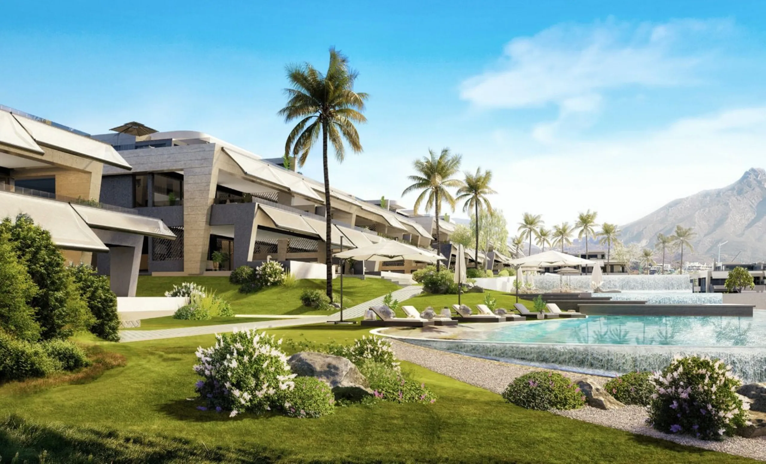 We are pleased to introduce this luxurious ground floor duplex apartment with stunning sea and mountain views in the prestigious EPIC Marbella complex, Phase 2.