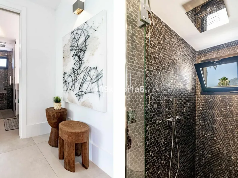 This elegant south east-facing villa is set within a quiet cul-de-sac in Las Brisas, Nueva Andalucía, offering privacy, mature gardens, and open views enhanced by abundant natural light throughout the day. The property blends the charm of a timeless Andal