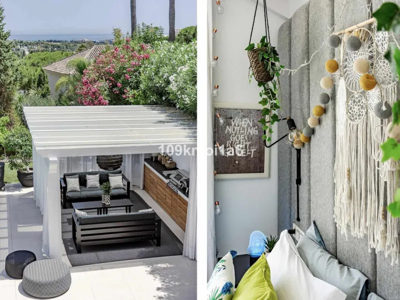 This elegant south east-facing villa is set within a quiet cul-de-sac in Las Brisas, Nueva Andalucía, offering privacy, mature gardens, and open views enhanced by abundant natural light throughout the day. The property blends the charm of a timeless Andal