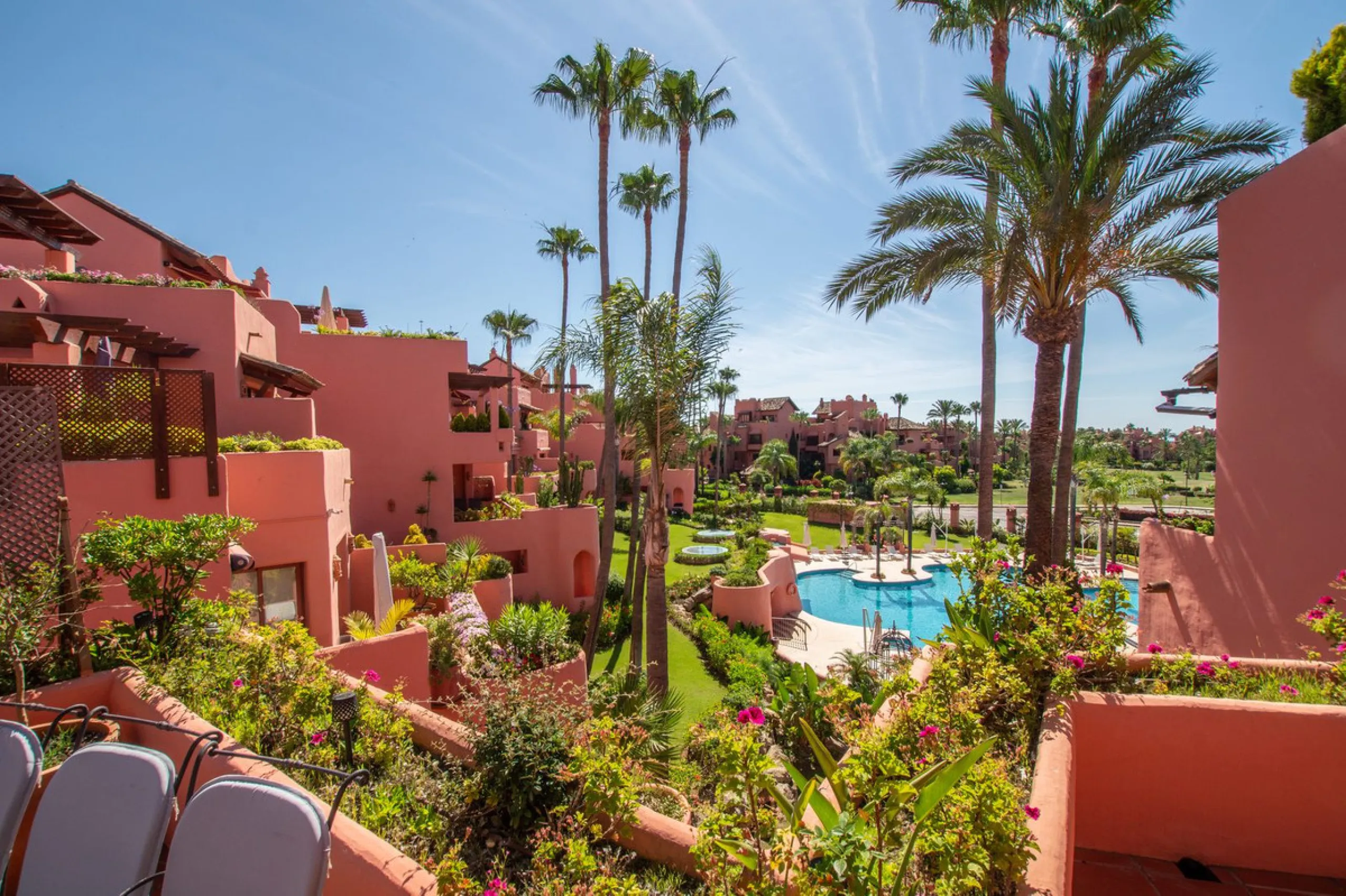 Situated in Cabo Bermejo, an exclusive frontline beach development positioned along the New Golden Mile stretching between San Pedro and Estepona, this recently refurbished ground-floor apartment boasts three bedrooms and two bathrooms, providing a sophis