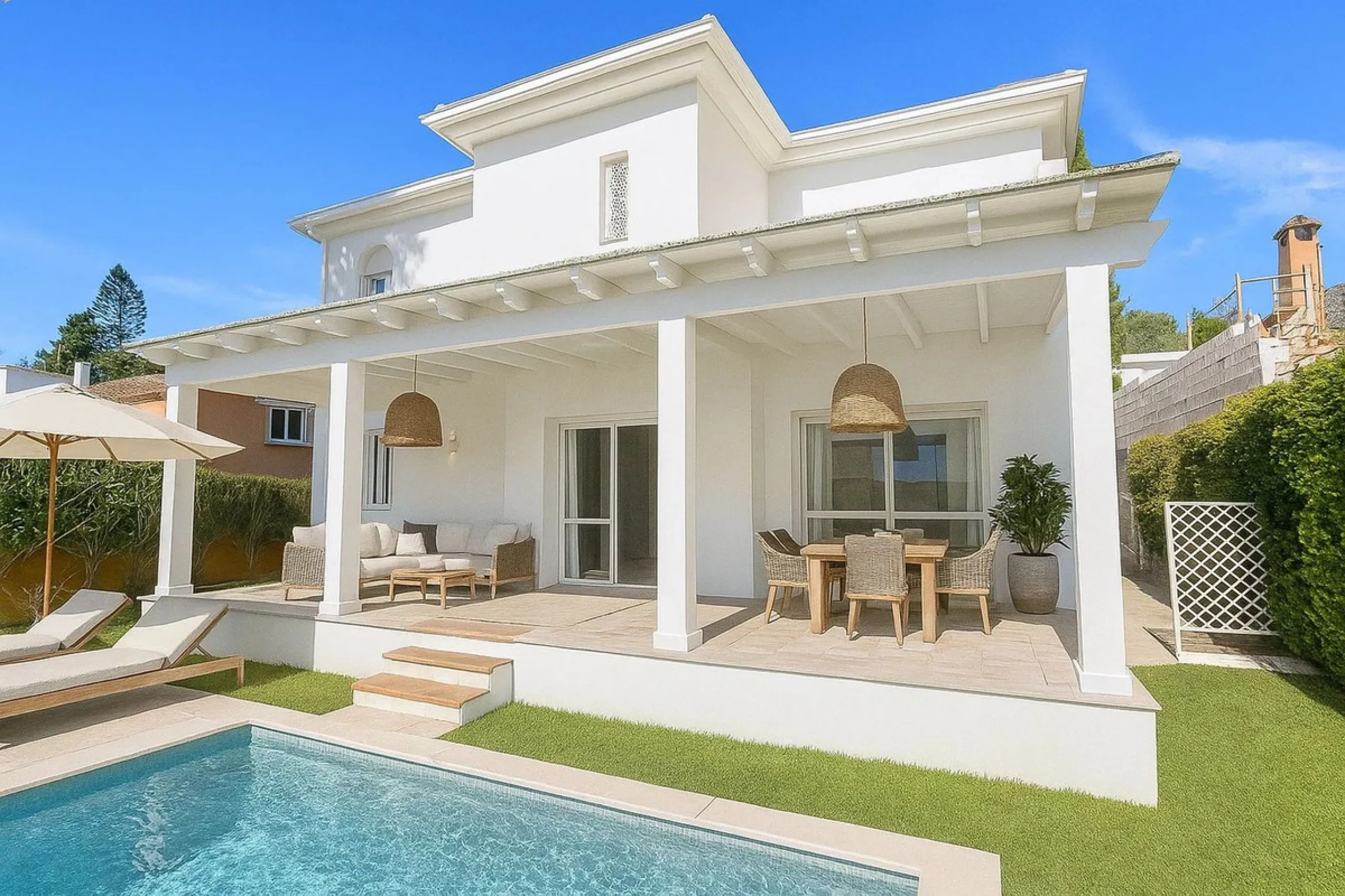 This charming villa, just a few steps from the beach is located in the heart of one of the most sought-after urbanisations of Marbella's Golden Mile. In the past, The owners have enjoyed family life in this house all year round and therefore it was condit