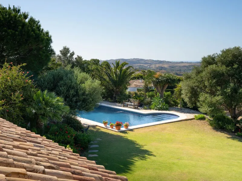 Immerse yourself in the captivating charm of this refined utterly peaceful country home, affording absolute privacy and breathtaking panoramic views, which unfold before you as far as the sea and the Sierra de Ronda. The beach, several golf courses, ridin