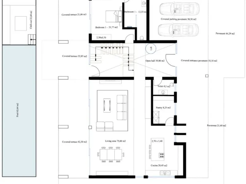 OFF-PLAN LUXURY CONTEMPORARY ECOLOGICAL VILLA WITH PANORAMIC VIEWS IN MONTE MAYOR – BENAHAVIS – Total constructed on 3 floors  with a total constructed area of 1.334,00 m2