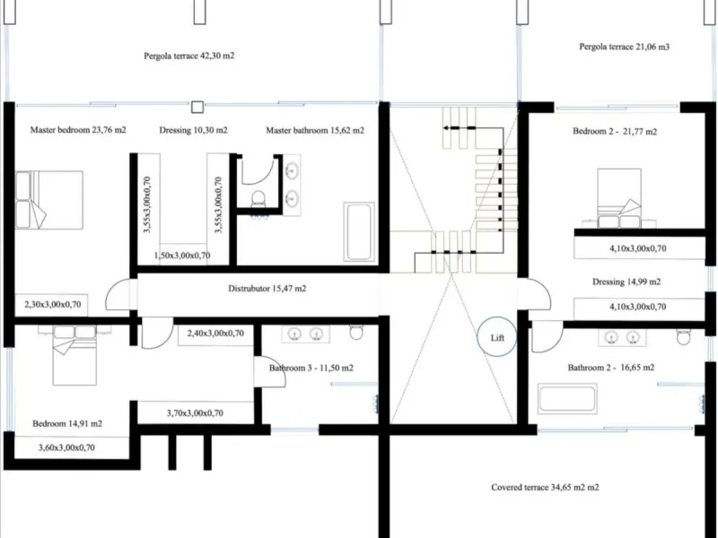 OFF-PLAN LUXURY CONTEMPORARY ECOLOGICAL VILLA WITH PANORAMIC VIEWS IN MONTE MAYOR – BENAHAVIS – Total constructed on 3 floors  with a total constructed area of 1.334,00 m2
