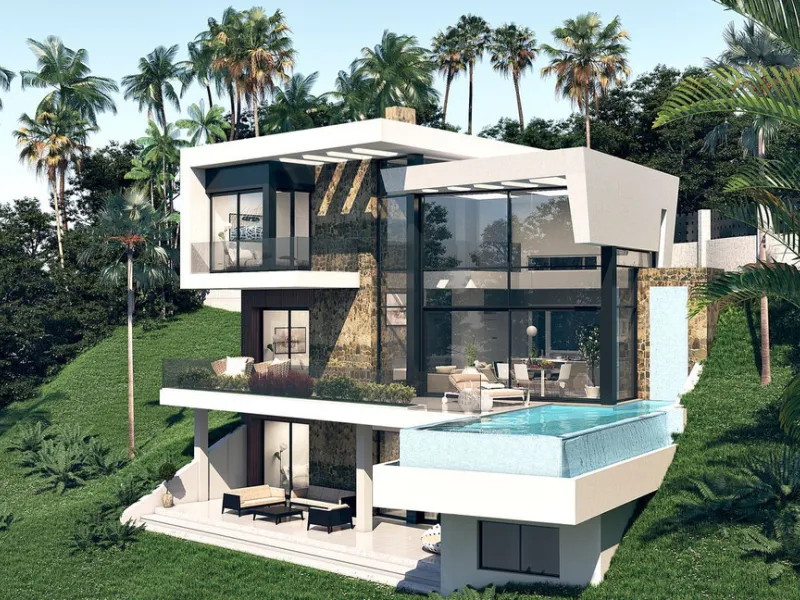 House - Detached Villa в продаже в Estepona, Málaga. В доме 3 спален и 2 ванных комнат. Площадь дома 420 м². Площадь участка 560 м²