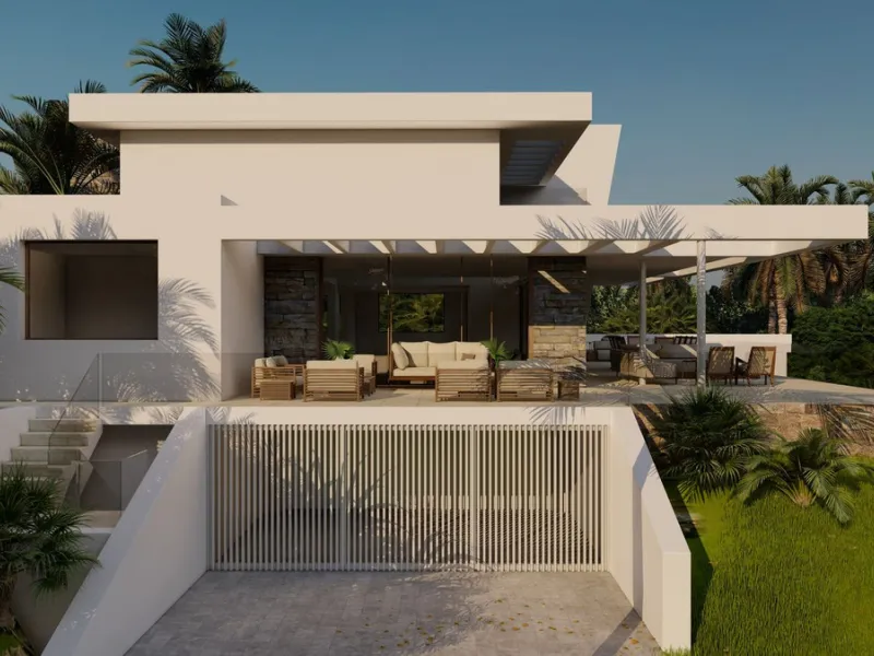 This beautiful contemporary ecological villa is an off plan in the beautiful area of Marbella Club Golf with stunning open golf views and mountain views and shall be finished with the highest specifications possible on 3 floors.
