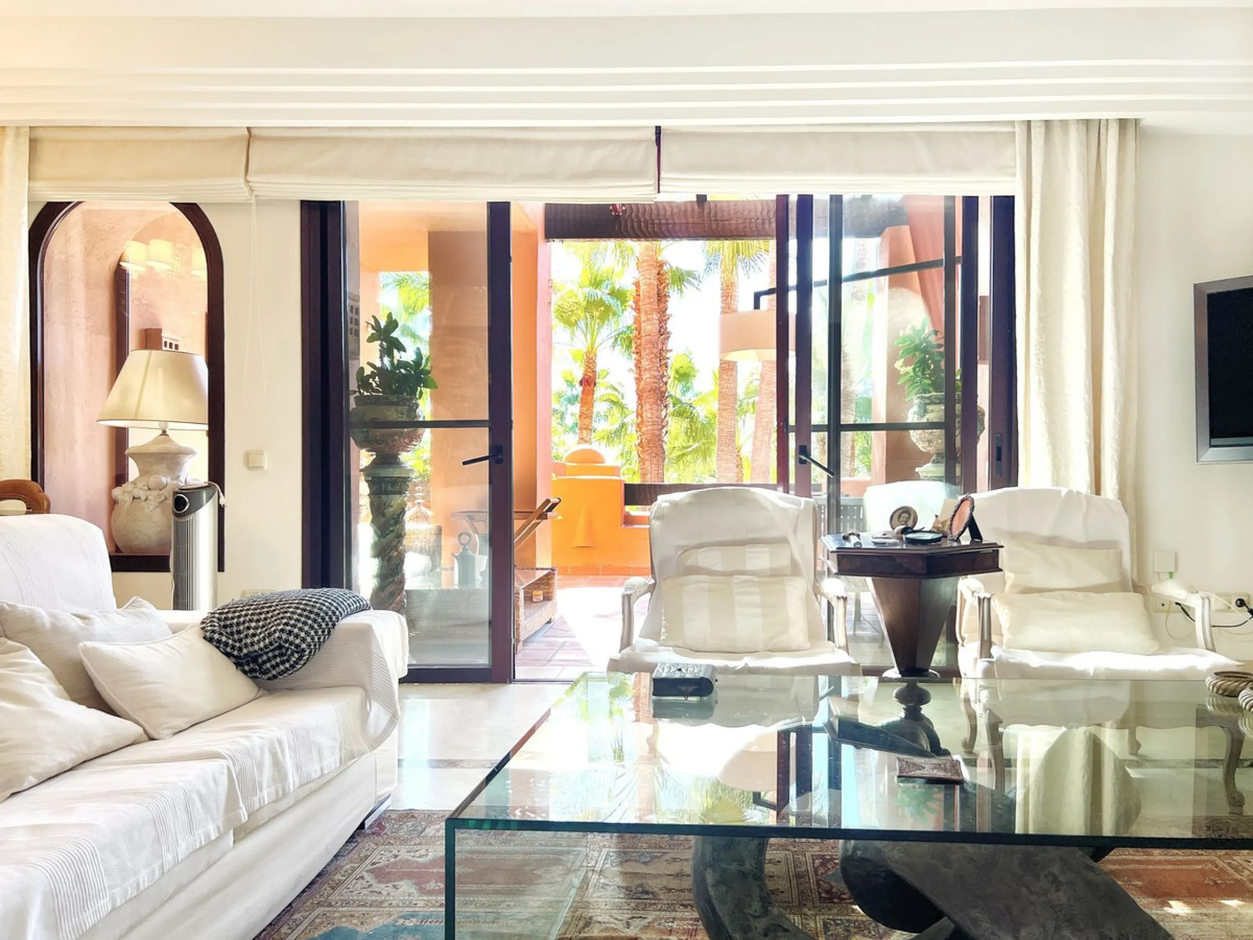"A three bedroom duplex penthouse in La Alzambra Hill Club, a 24hr gated and secure development, set on lush tropical gardens with waterfalls, communal swimming pool and a gymnasium.