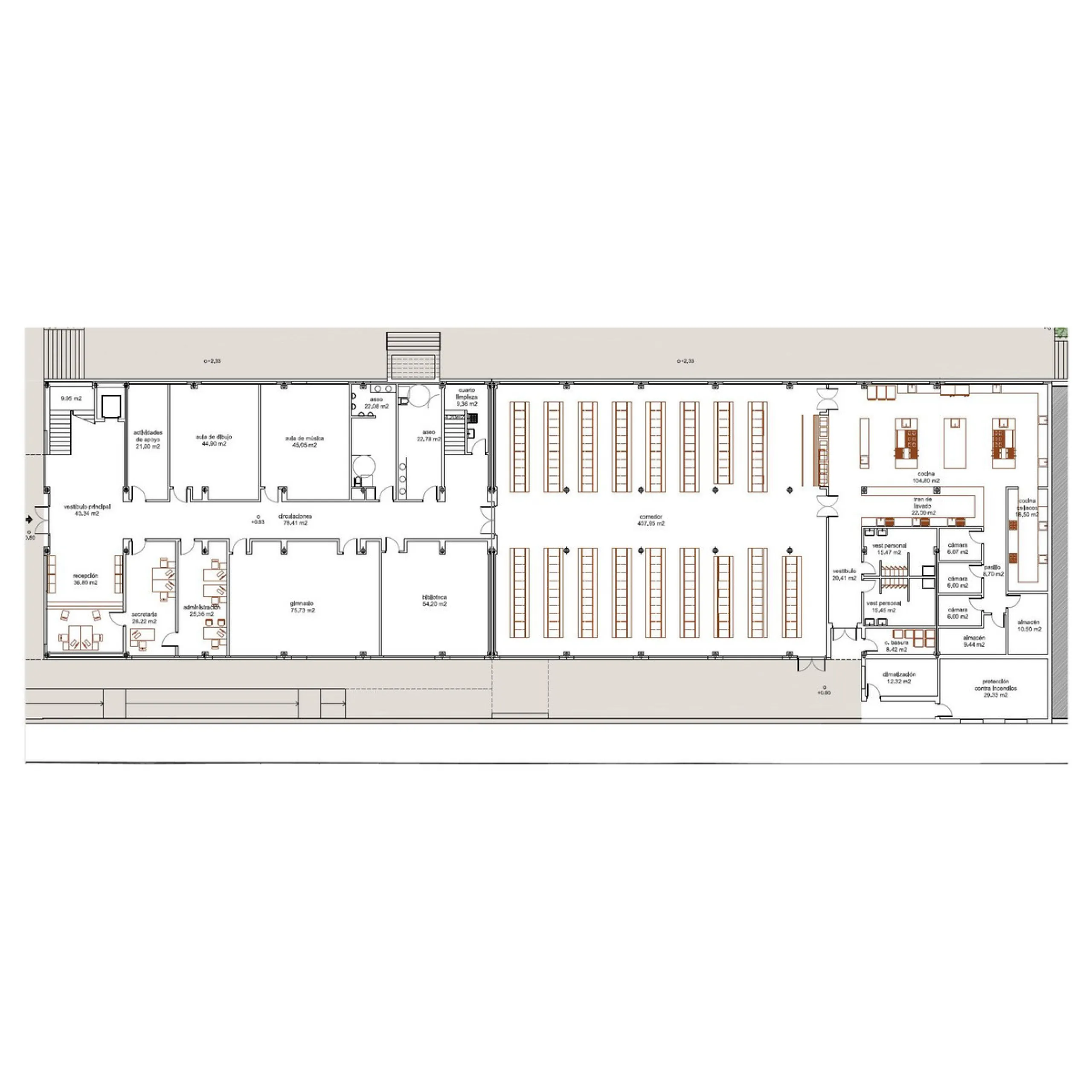 Property built with the idea of housing a private school, which can now be adapted, extended and new buildings constructed, on a plot of 12,692 m2 for rent to buy, with a net buildability of 1.5 m2t/m2s and a ground floor occupation of 60%, of which 2,626