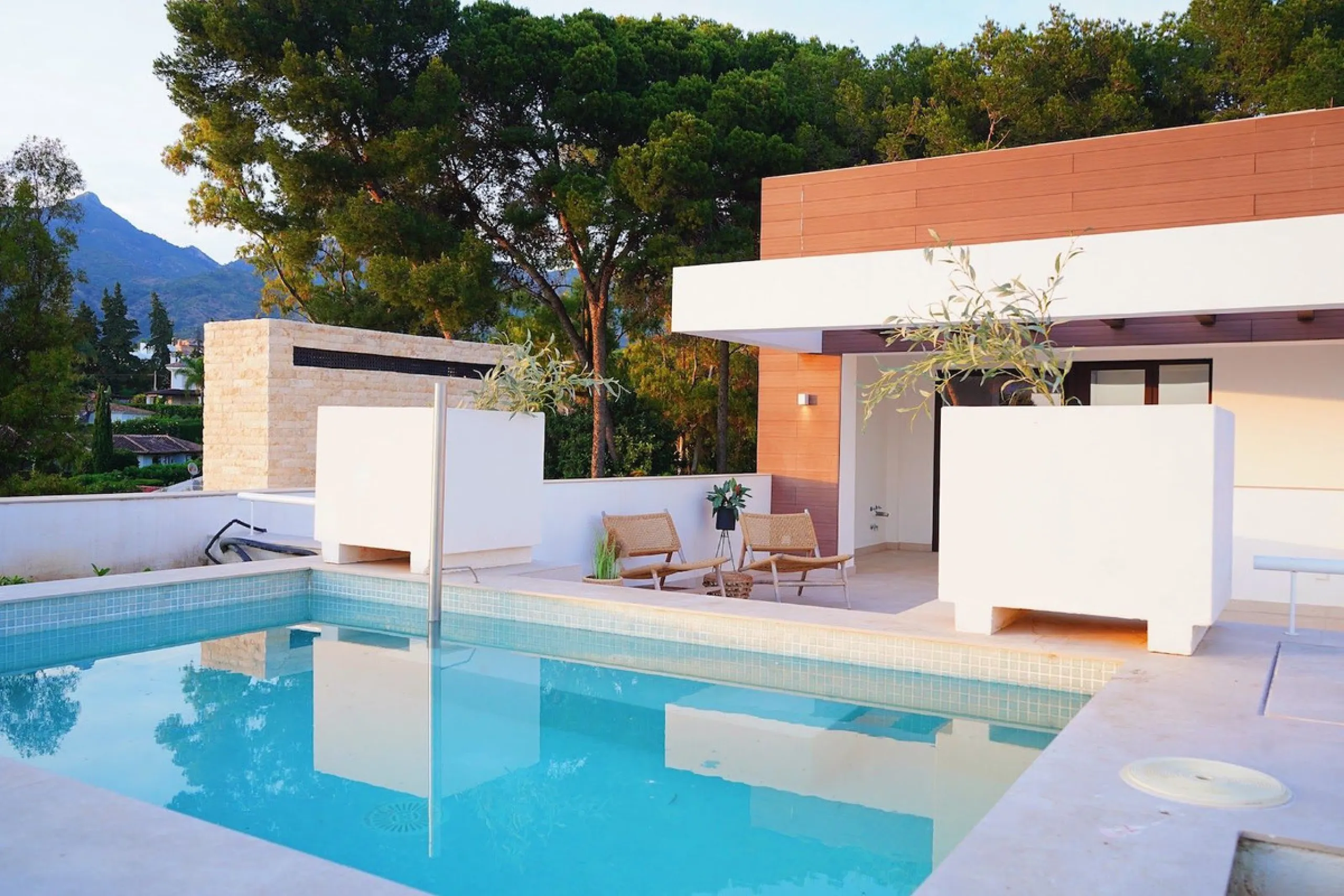 Modern luxury villa of exceptional qualities is located in a gated community, consisting of only 12 villas, with 24 hour security guards and concierge services situated in a green oasis on the edge of the famous Golden Mile and just a few metres from the 