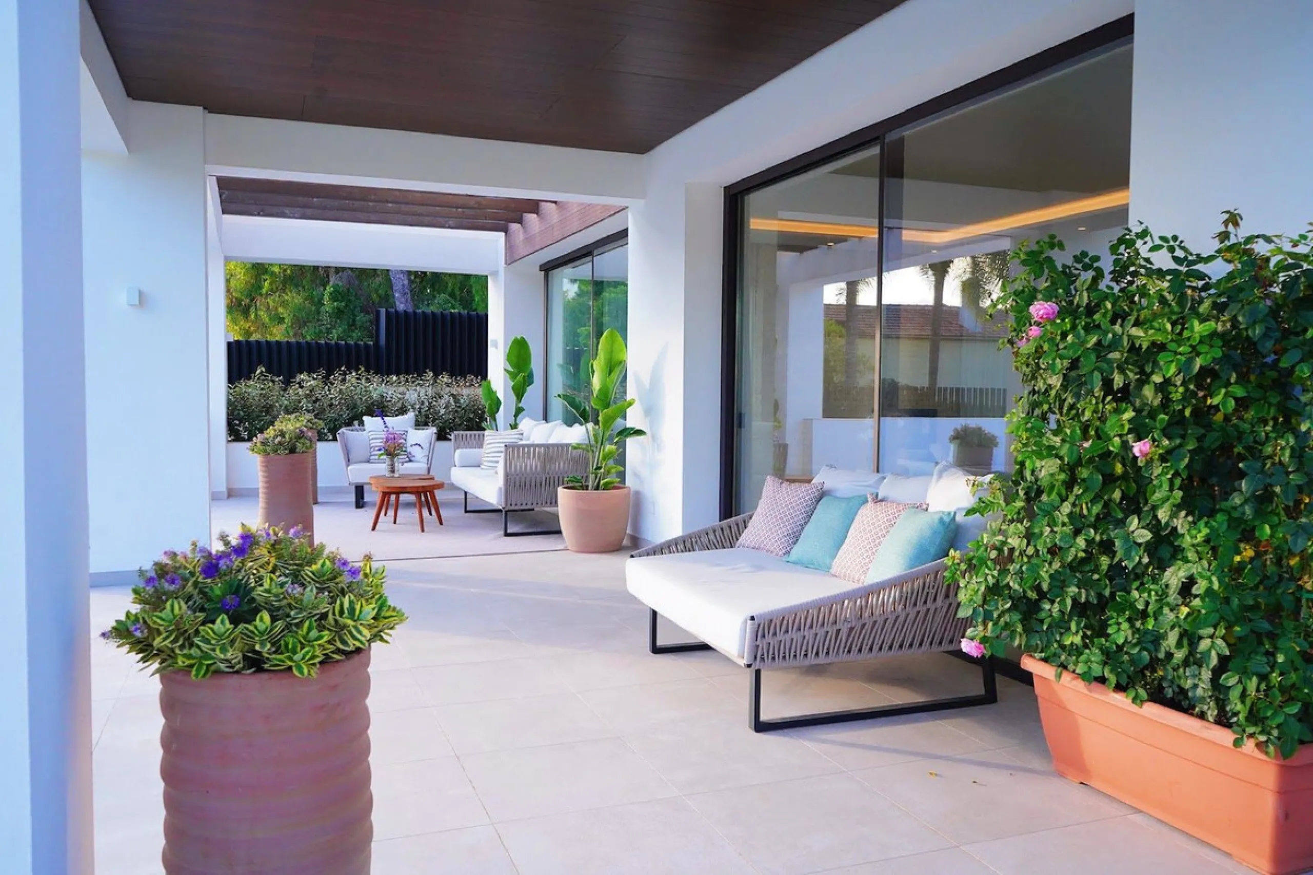 Modern luxury villa of exceptional qualities is located in a gated community, consisting of only 12 villas, with 24 hour security guards and concierge services situated in a green oasis on the edge of the famous Golden Mile and just a few metres from the 