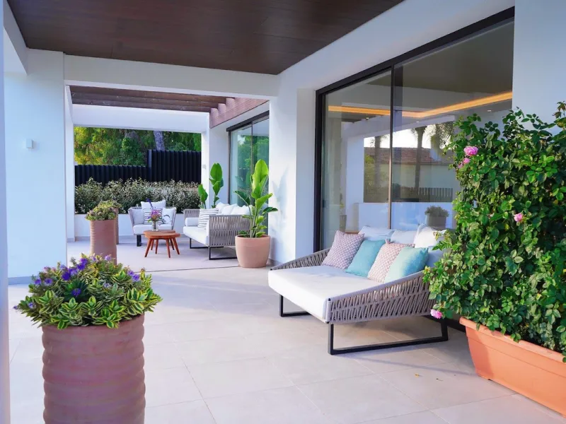 Modern luxury villa of exceptional qualities is located in a gated community, consisting of only 12 villas, with 24 hour security guards and concierge services situated in a green oasis on the edge of the famous Golden Mile and just a few metres from the 